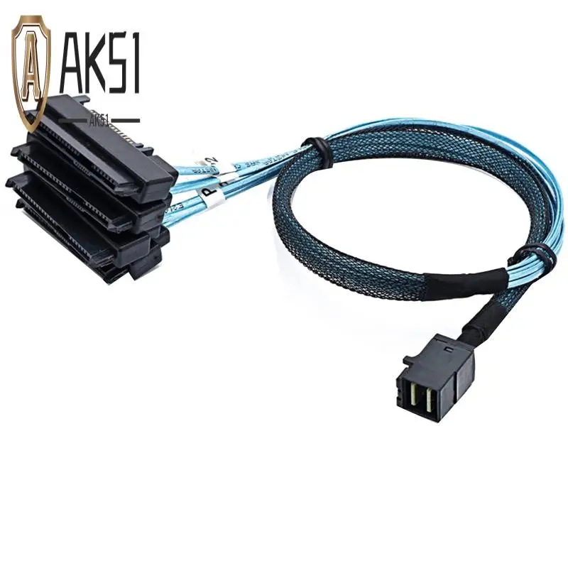 

AK51-Mini SAS HD 12G SFF8643 To 4 SAS 29 Pin SFF8482 2-In-1 Server Cable Connectors With 15 Pin SATA Power Connector Controller