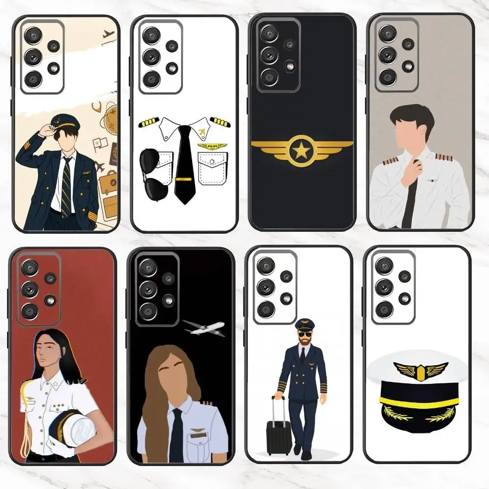 

A-Airplane Pilot E-Epaulette Phone Case For Samsung S25,S24,S21,S22,S23,S30,Ultra,S20,Plus,Fe,Note,10,9,5G Black Cover