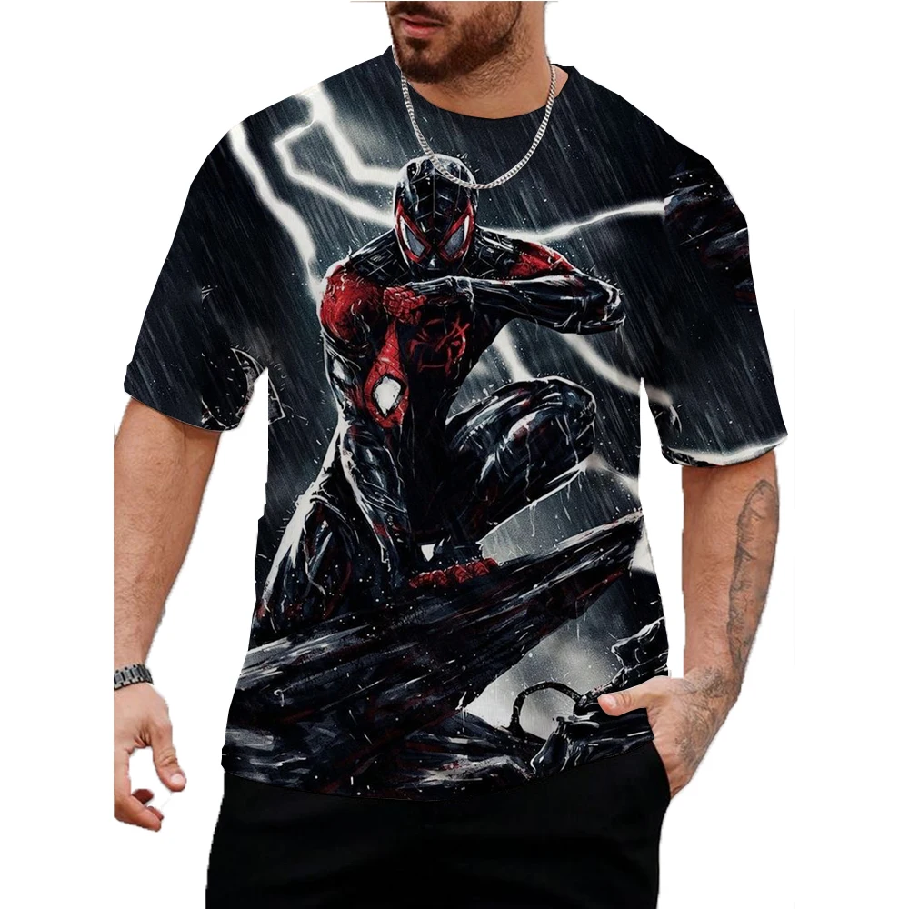 2025 Spider-Man Men's T-shirt Marvel 3D Printed Fashion Short Sleeve Oversized Casual T-shirt Street Spider-Man Boys T-shirt