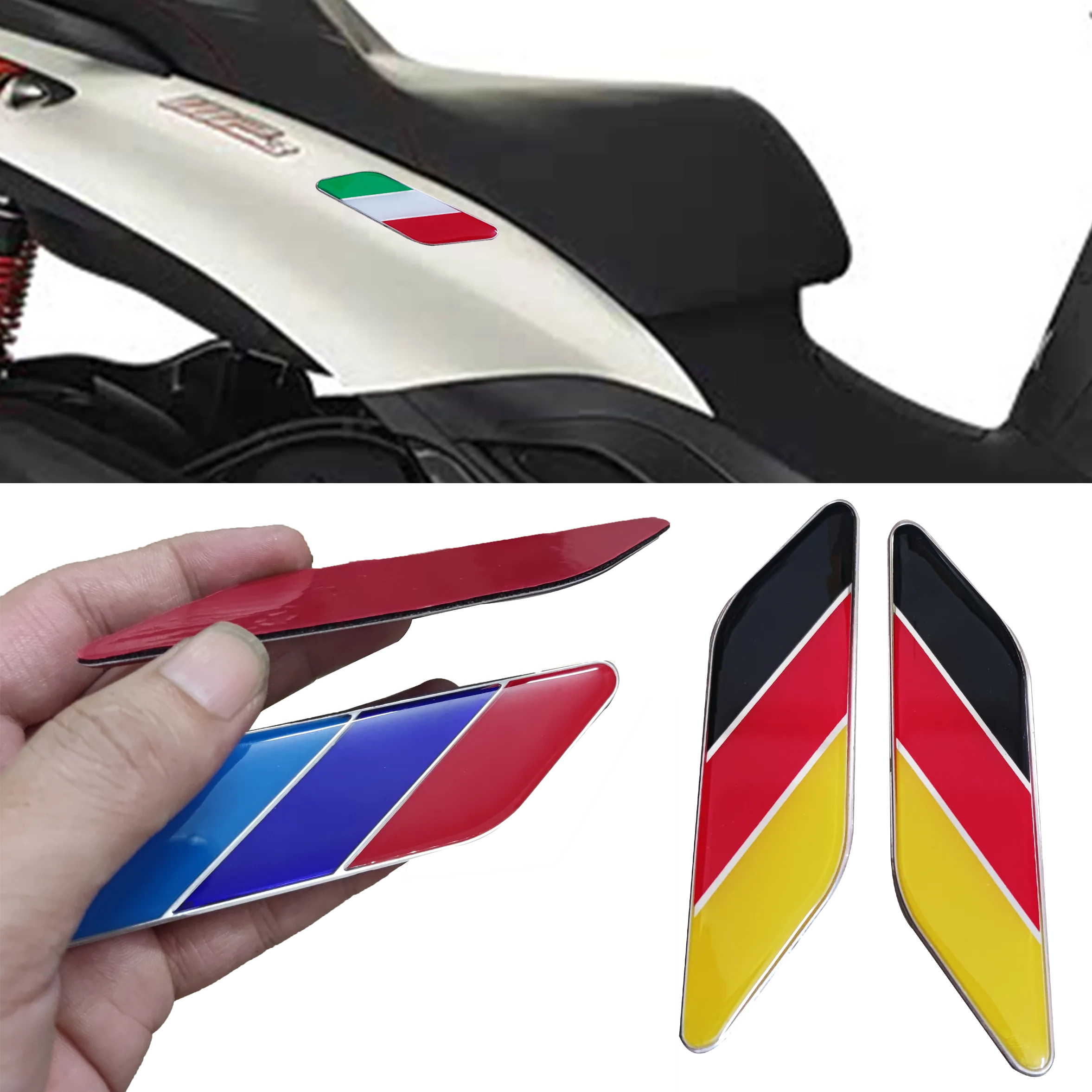 Aluminum  Motorcycle Stickers (Pair) BMW Italian German Style Decal Emblems for Fuel Tank, Body, Rea