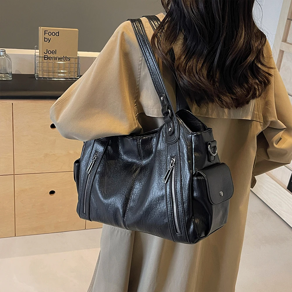 

Crossbody Bag for Women with Multi-Pockets Tote Bag PU Leather Trendy Messenger Bag Retro Handbag for Work Travel