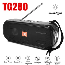 TG280 altoparlante Wireless a energia solare TWS altoparlante Bluetooth portatile torcia esterna Dual Bass TF Radio FM lettore musicale Stereo