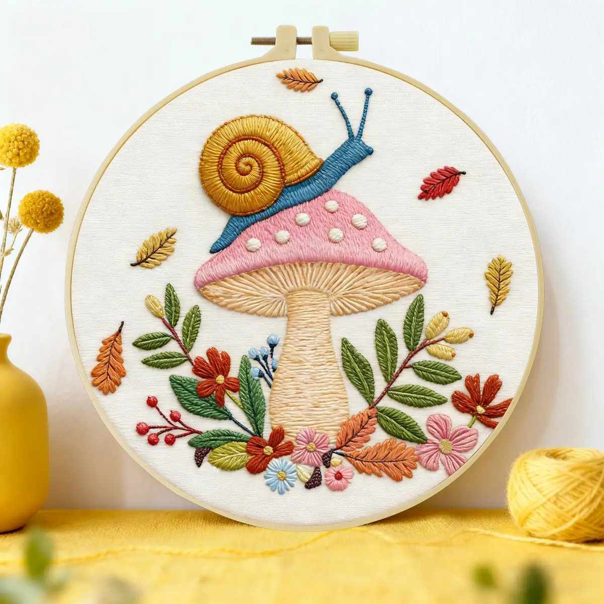1pc 20X20CM/15X15CM 7.87/6.3inch Mushroom Embroidery Starter Kit DIY Kit DIY Embroidery Kit Manualidades Needle Art Sewing Art