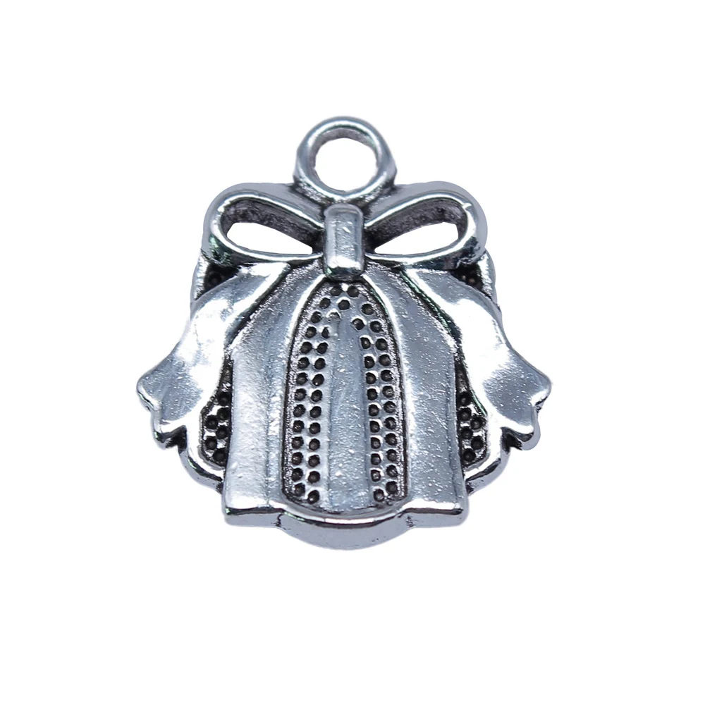 10pcs/lot 17x19mm Gift Box Charms For Jewelry Making Antique Silver Color 0.67x0.75inch