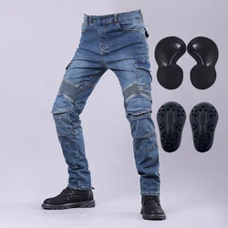 Motorcycle Pants Men Moto Riding Jeans Slim Fit Elastic Racing Motocross Pants Touring Anti Drop Trousers With Protective Gear