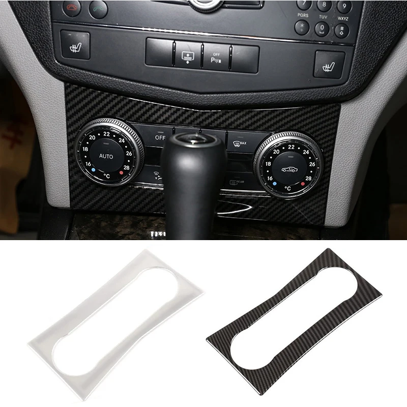 

Carbon Fiber Car Interior Front Center Control Air Conditioner AC Adjust Panel Trim Cover For Mercedes-Benz C Class W204 08-11