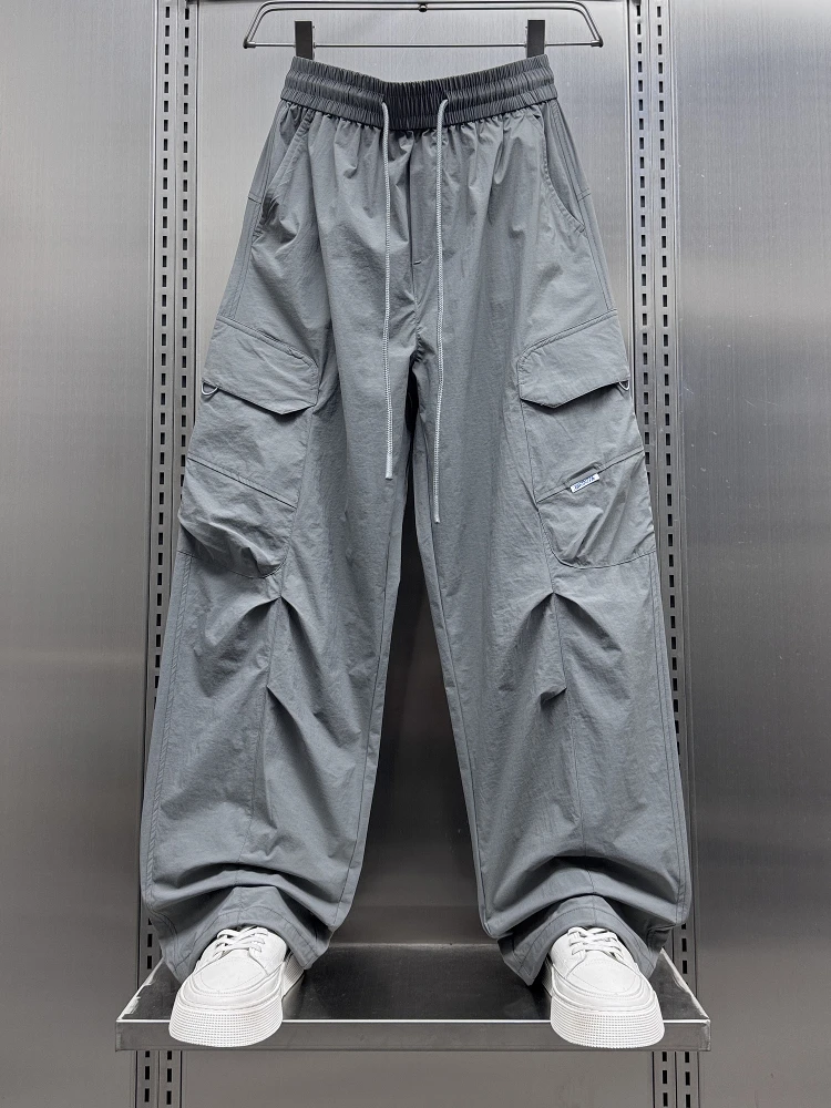 

Summer 2025 Men's Loose Harem Work Pants Youthful Casual Trousers Multi-ket Cuffed Harajuku Sle Trendy Brand Loose Fit
