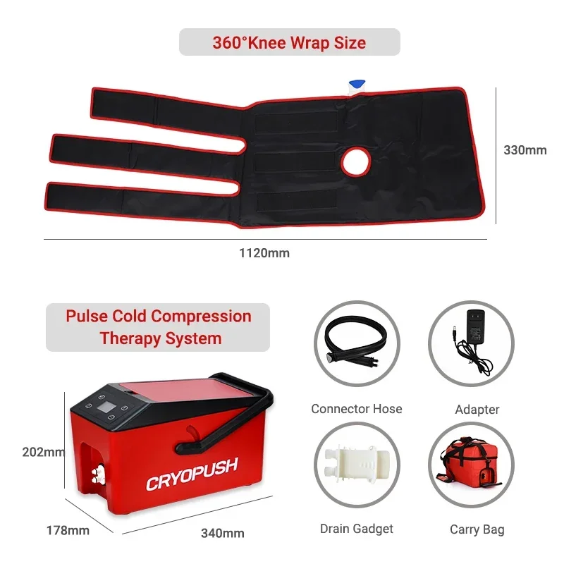 Hot Sale 360 Degree Knee Wrap Leg Ice Wrap System Rehabilitation Equipment Pulse Intermittent Cold Compression all set