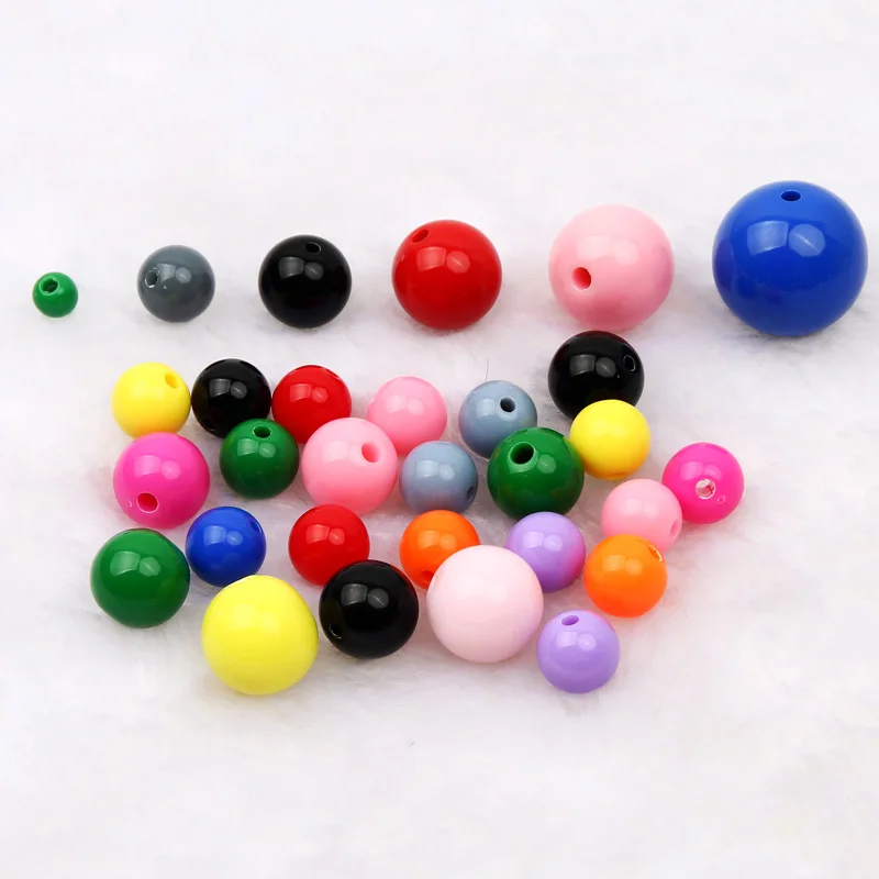 Colorful 6/8/10/12/14/16/18/20mm Round Balls Beads Necklaces Bracelets Acrylic Beads For Jewelry Making DIY Jewelry Accessories