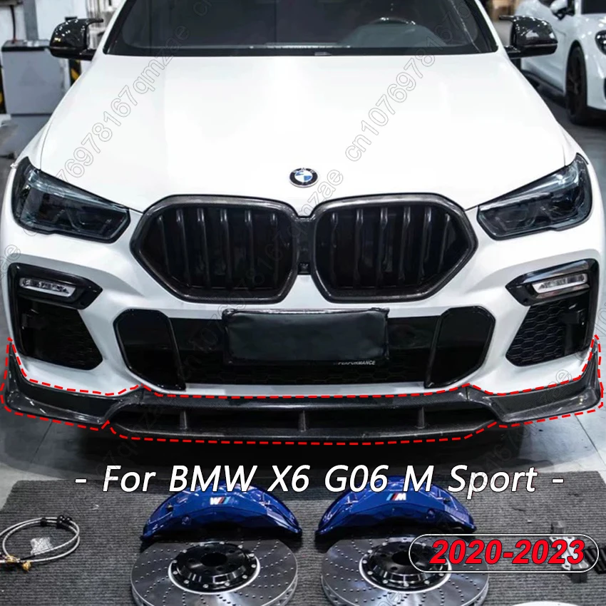 

4Pcs Car Front Bumper Lip Spoiler Diffuser For BMW X6 G06 M Sport 2020-2023 ABS Gloss Black Front Bumper Lip Protector Body Kits