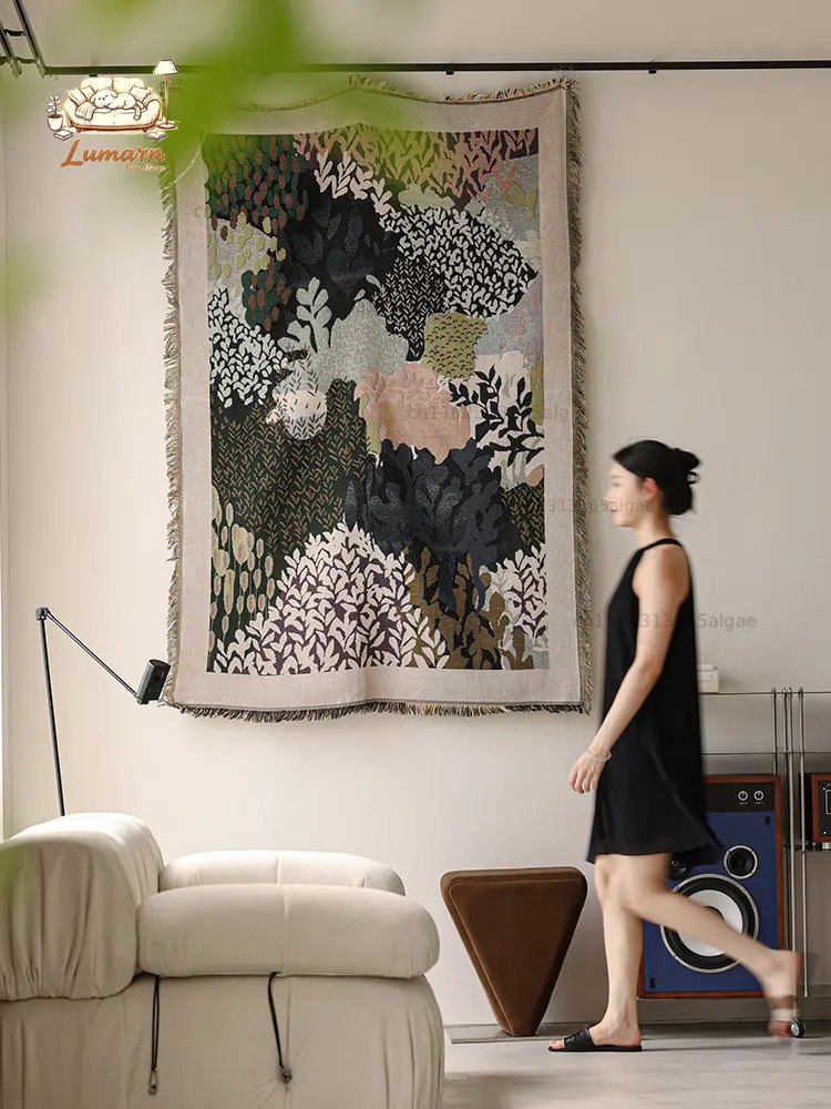 high-end sofa cushion literary and retro sofa cover cloth towel blanket universal in all seasons medieval seat cushion