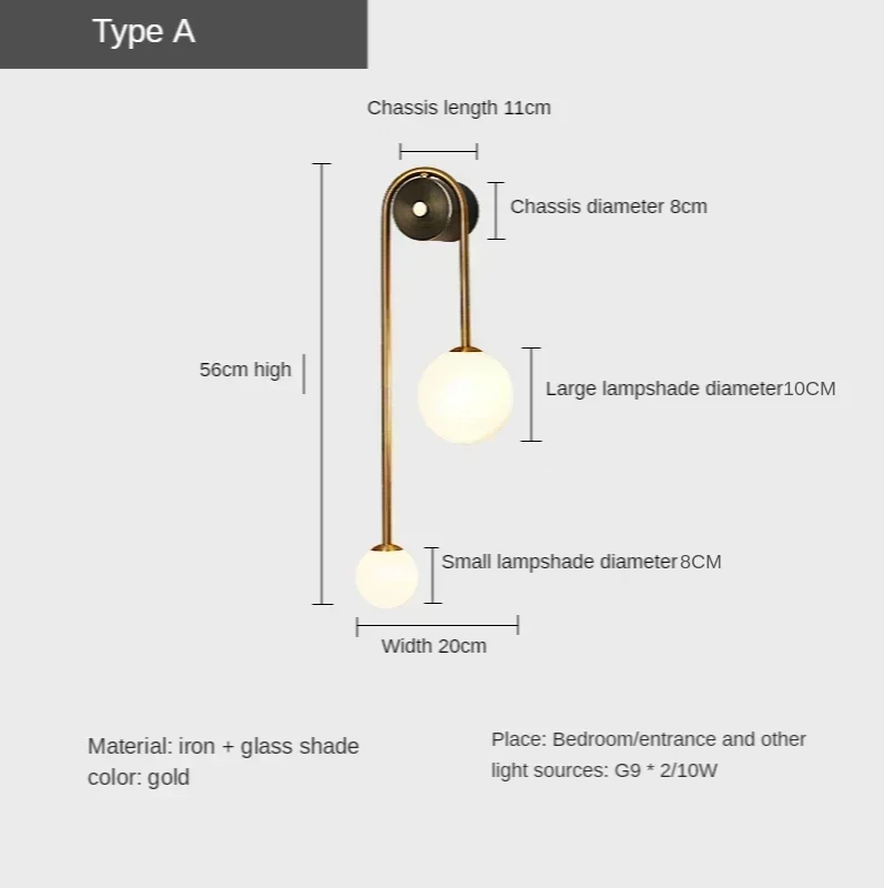 Moderne slaapkamer nachtkastje wandlamp lamp glazen bol LED goud home decor woonkamer gang binnenverlichting blaker armatuur
