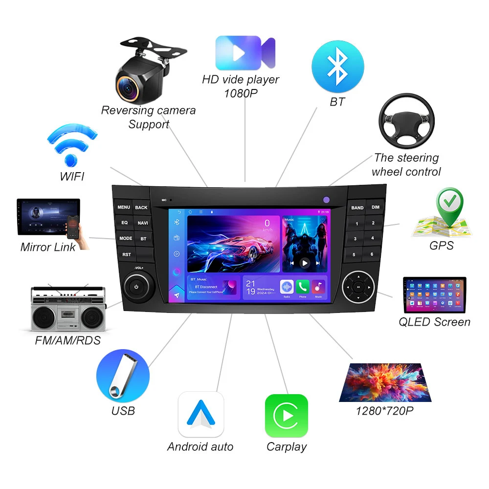 7 Inch For Mercedes Benz Clase E W211 E200 E220 E300 E350 E240 E270 E280 W219 Car Radio Android16 Multimedia Video Player GPS view 4