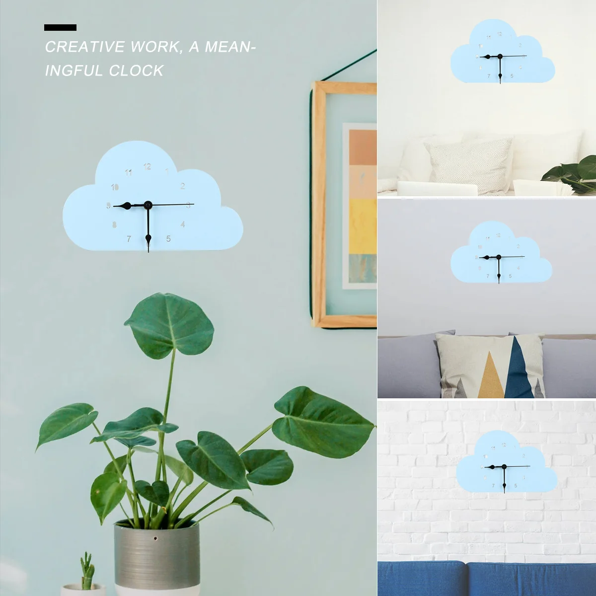 

1Pcs Cloud-Shaped Nordic Style Clock Hollow Numbers Desktop Bedroom Home Creative Design Nordic-Style Clock