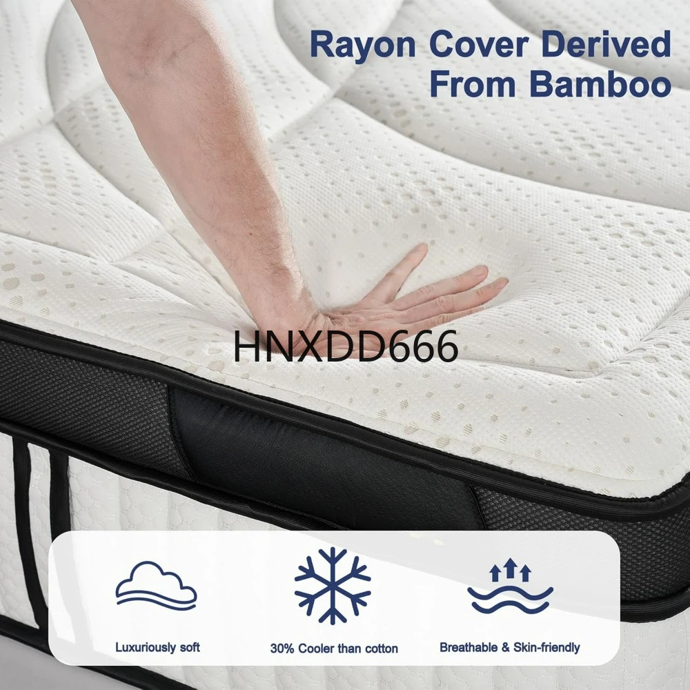 Colchão misto de espuma viscoelástica de gel premium de 14 polegadas, 7 camadas de suporte e descompressão avançadas, regional, dureza média