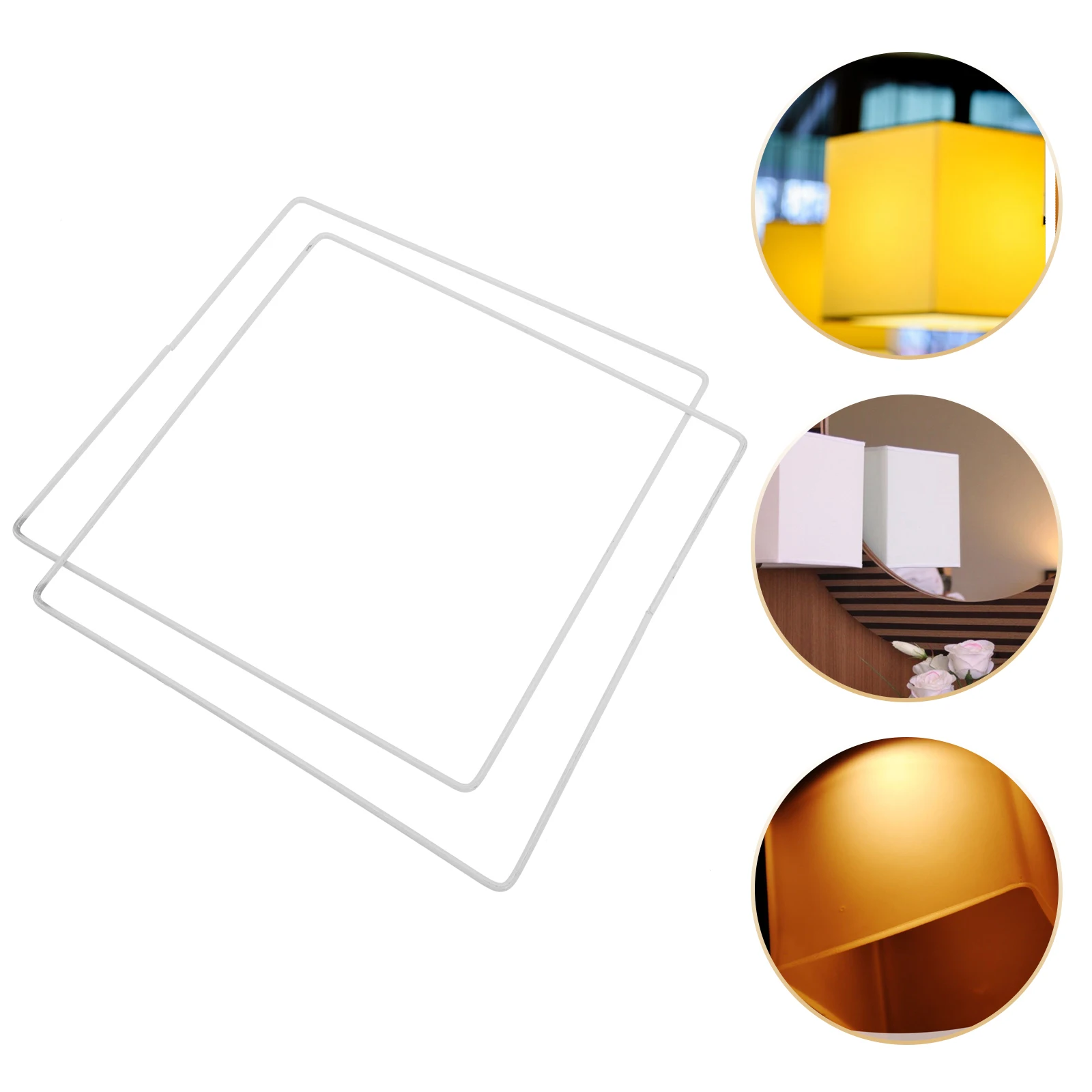 

2pcs Square Lamp Shade Frame Vintage Iron Lampshade Ring 25Cm Durable Light Cage Guard For Chandelier Pendant Diy Easy Install