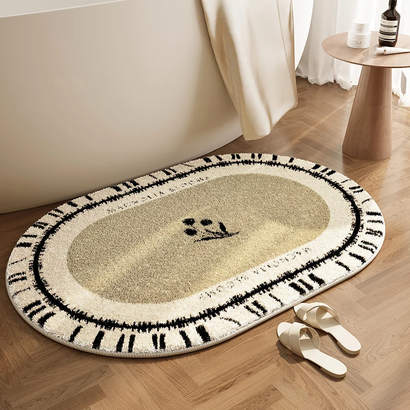 

VIKAMA Bathroom Water Absorbing Floor Mat, Soft and Anti-Slip Floor Mat, French-Inspired Entrance Floor Mat, Home Decoration