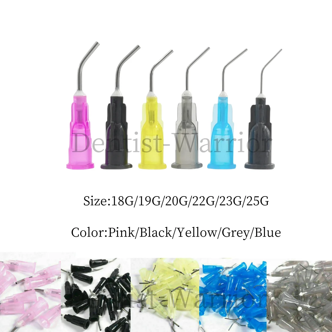 500Pcs Dental Pre Bent Flow Dispensing Tips Flowable Needle Delivery Tip Etching Gel Irrigation Composite