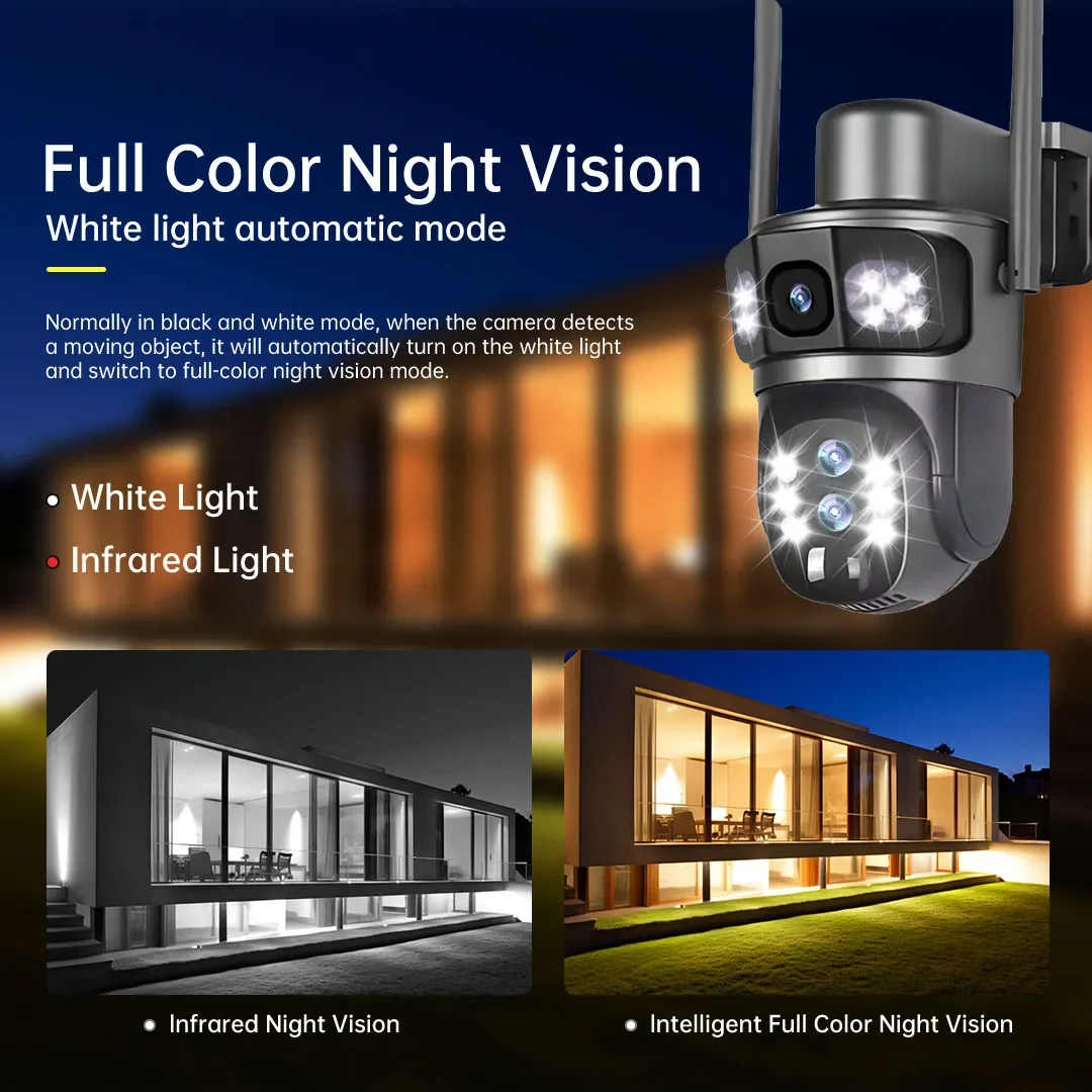 Three Lens 10X Zoom 4G Sim Solar Camera Outdoor 6K 12MP Security Surveillance Camera 360 Human Auto Tracking Solar CCTV V380 Pro