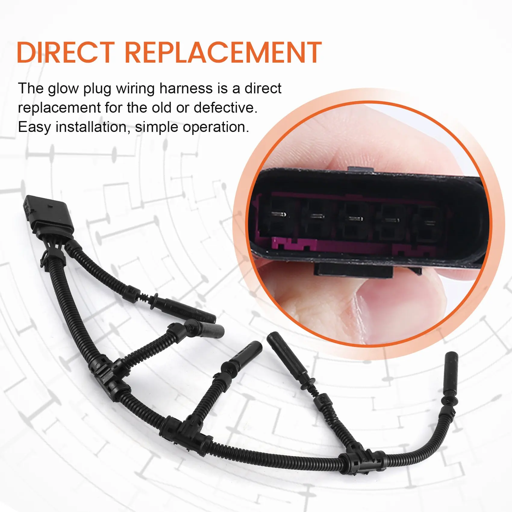 A02Q-Car Glow Plug Bridge Wiring Harness For - Transporter 2.5 TDI 2003-2010 070971277B