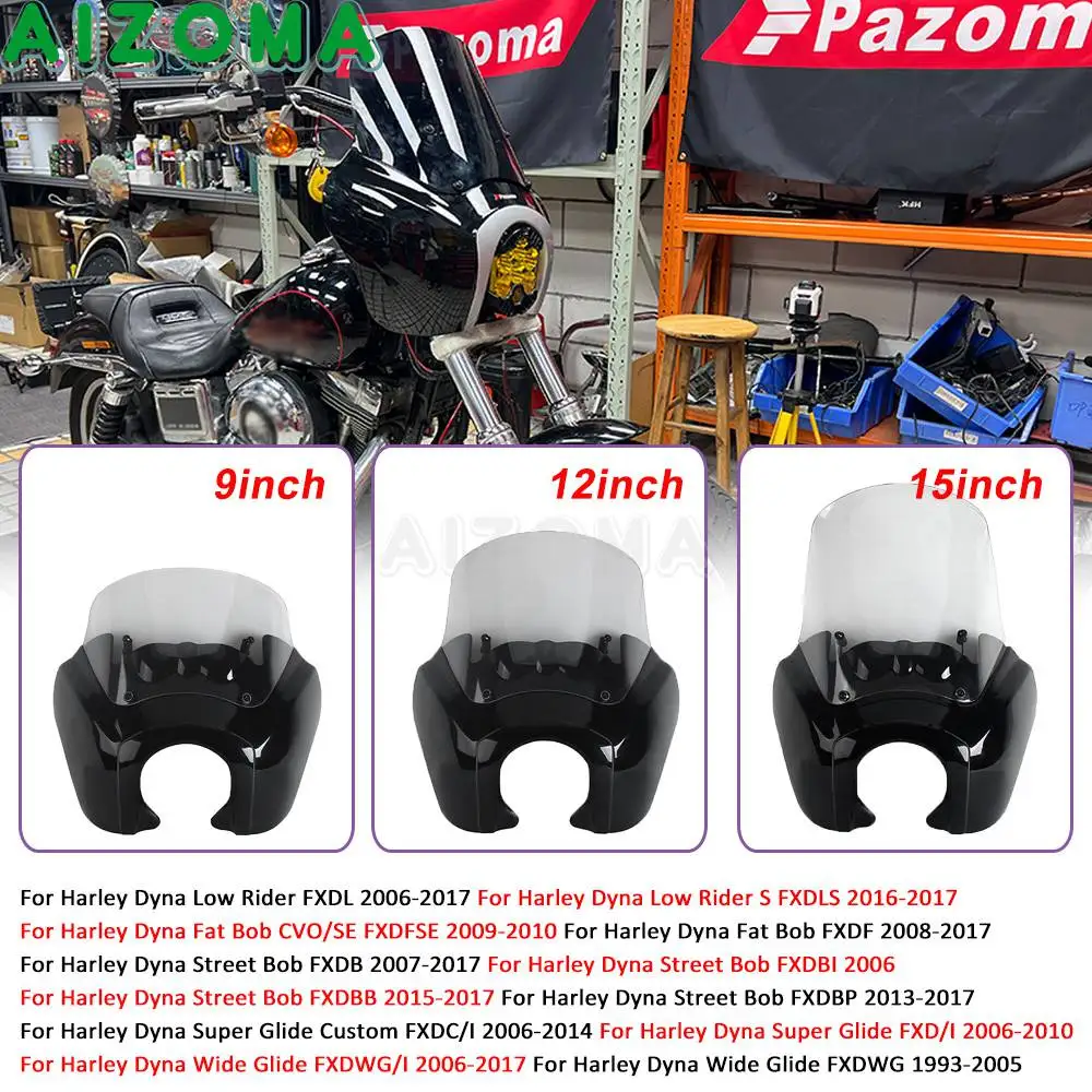 Front Fairing Motorcycle Headlight Cover Windscreen Cowling For Harley Dyna Wide Glide FXDWG FXDWGI 2006-17 For Baja Design LP6 view 2