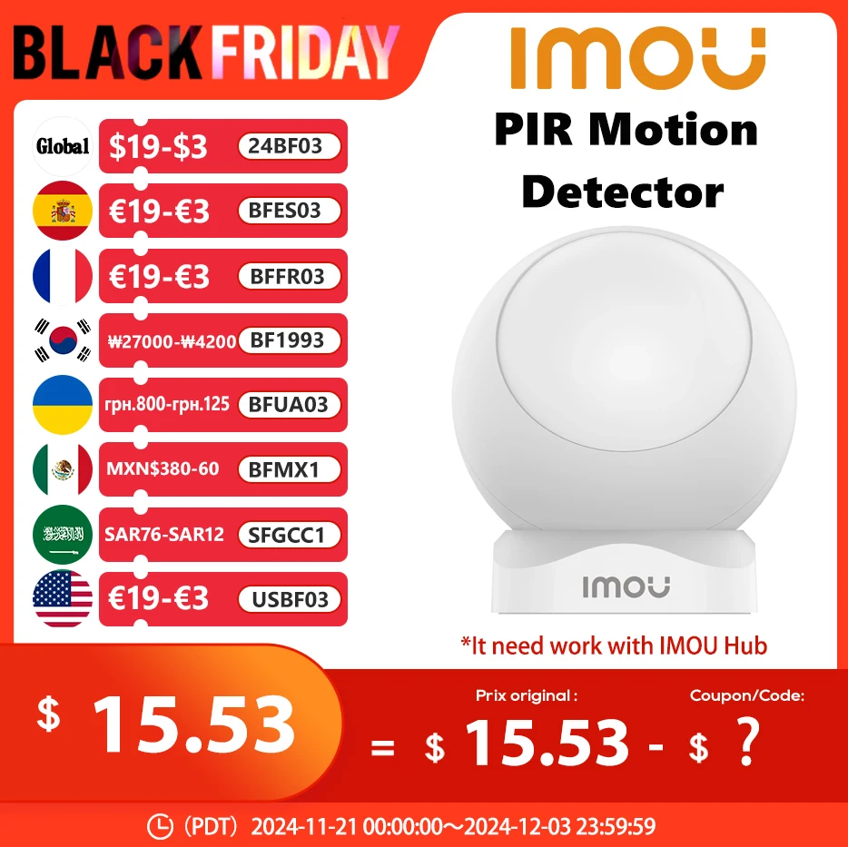 IMOU Smart Mini PIR Motion Detector Remote Control Zigbee Light Automation Long-lasting Battery 360° Rotation Smart Life