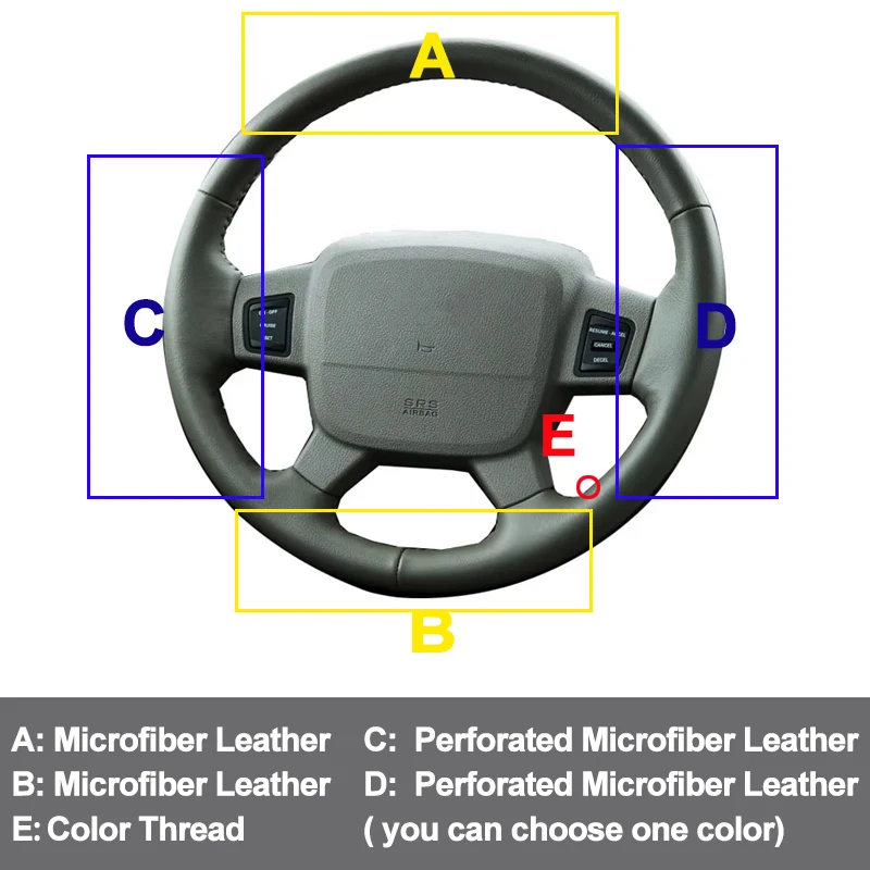 Hand Sewing Car Braid on Steering Wheel Cover for Jeep Commander (XK) 2006-2008 Grand Cherokee III(WK) 2005-2008 Accessories
