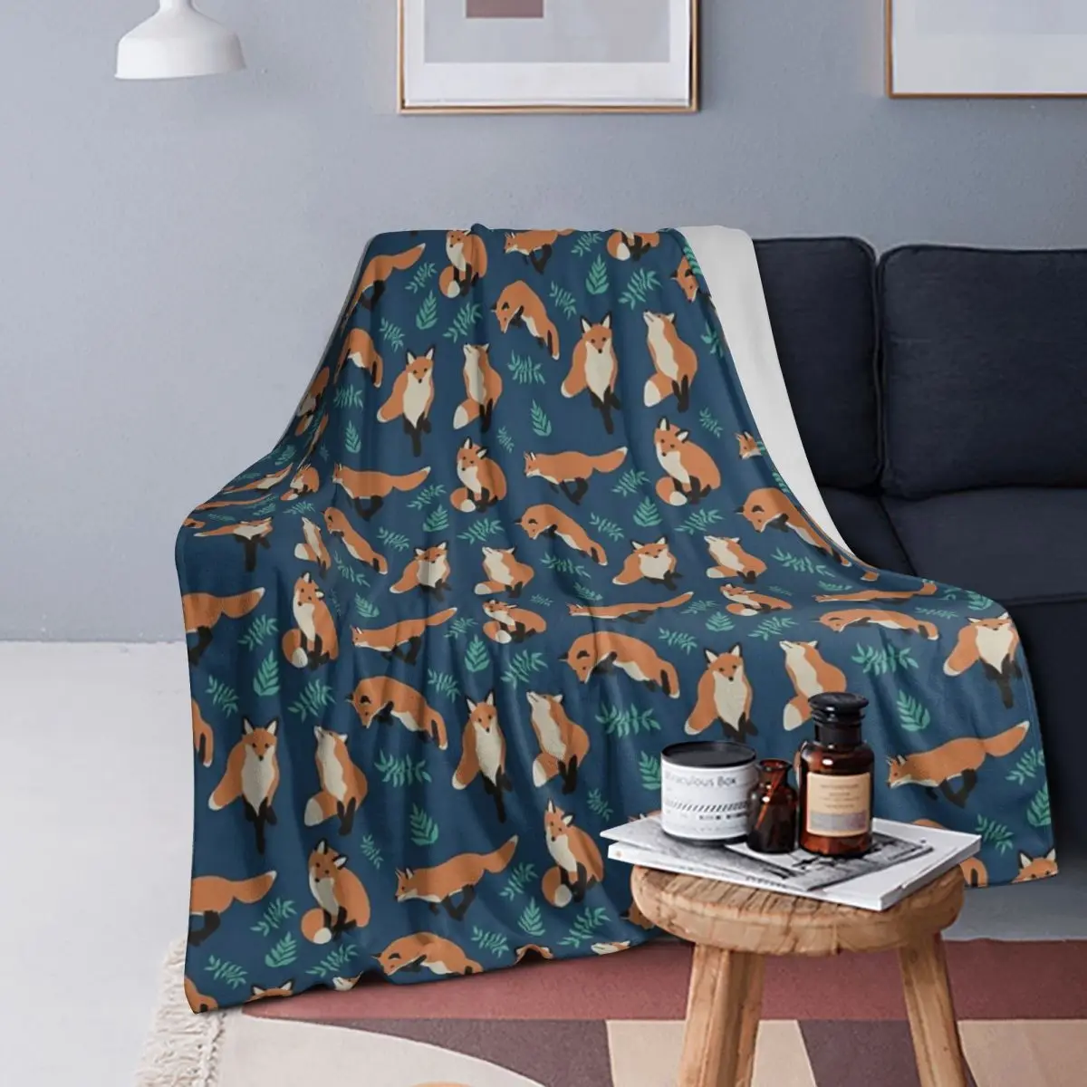 

Fox Style Blanket Soft Warm Flannel Throw Blanket Bedding for Bed Living room Picnic Travel Home Couch