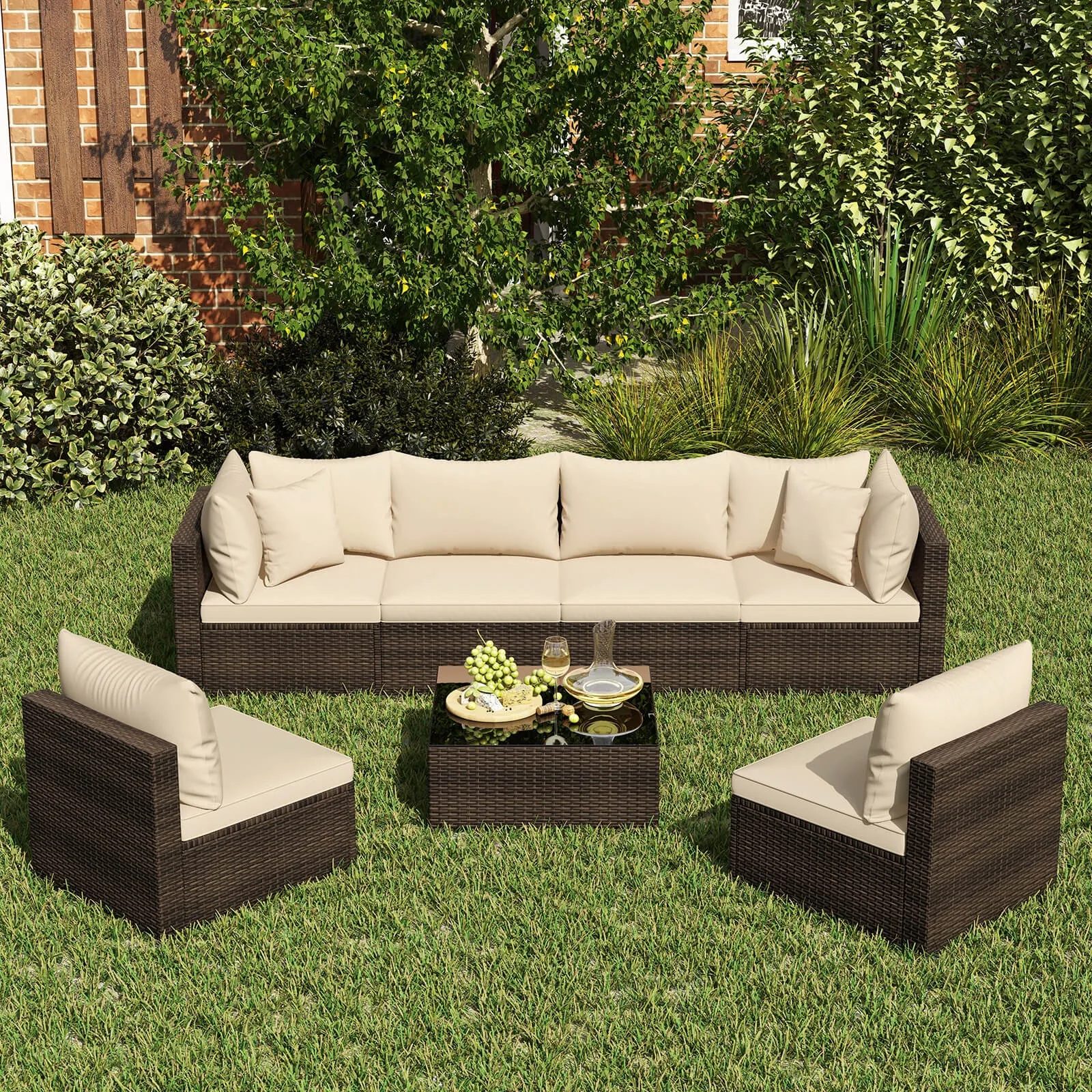 Patio 7 Pcs Rattan …