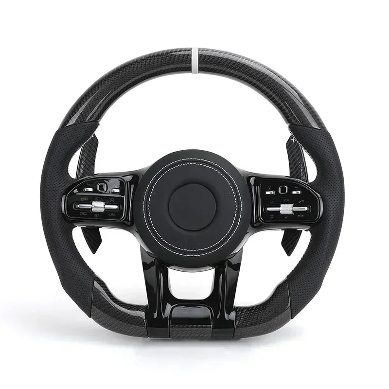 

Volante Glossy Black Carbon Steering Wheel for Mercedes W204 W205 W207 W211 W212 W213 W221 W222 GLS CLS C63 AMG GT