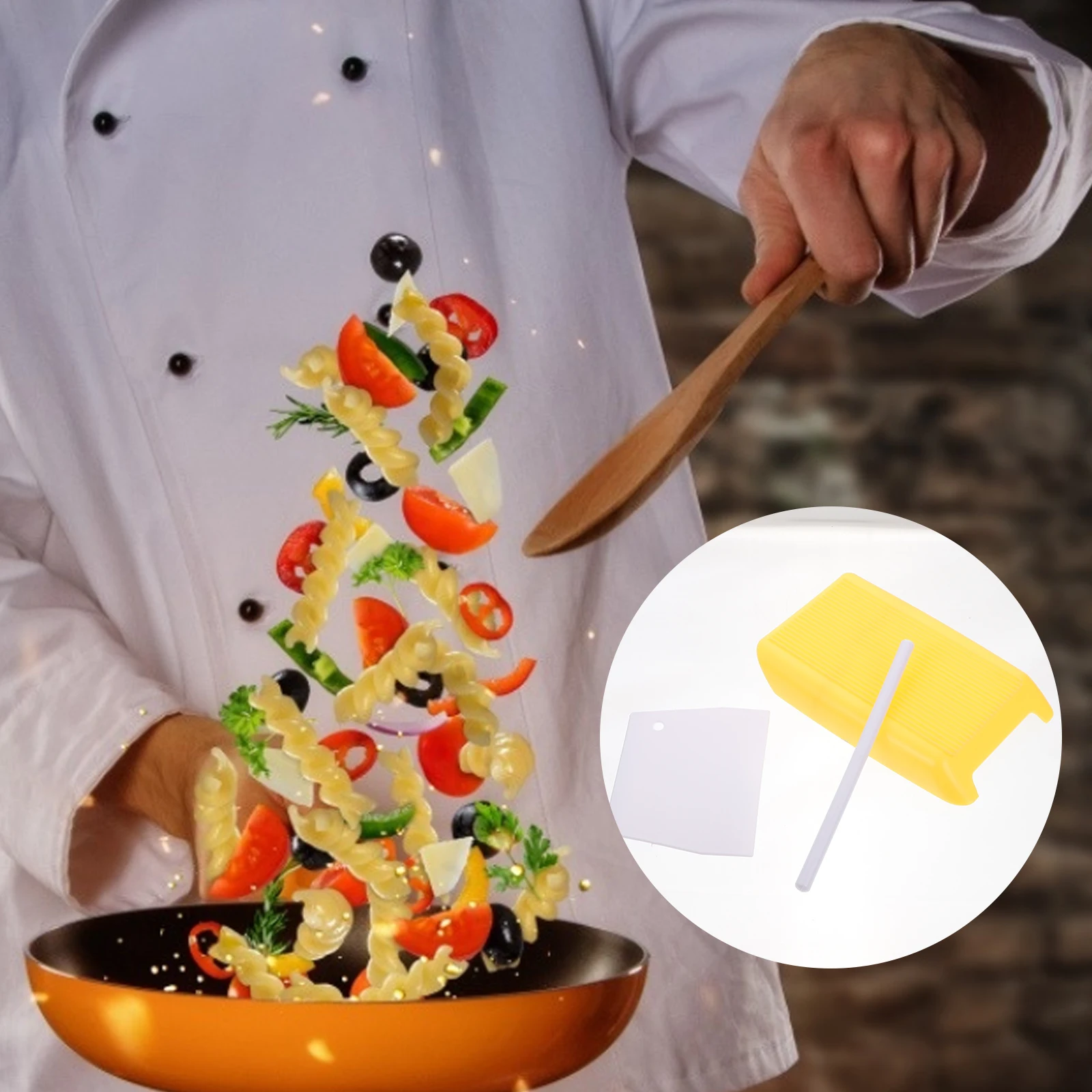 

2Pcs Plastic Board Practical Pasta Making Tool Yellow Stable Base Long Service Restaurant Use