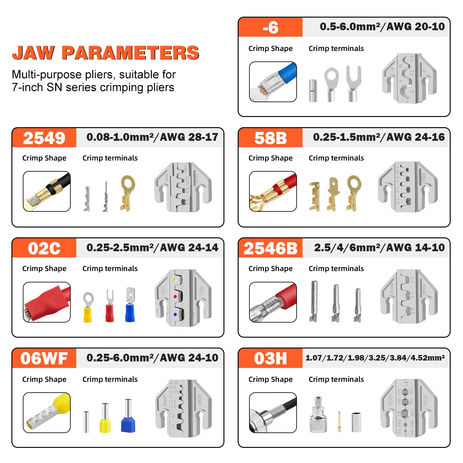 مجموعة أدوات تجعيد كهربائي SN Ratchet للمحطات المعزولة وغير المعزولة، موصلات Molex Open Barrel Dupont