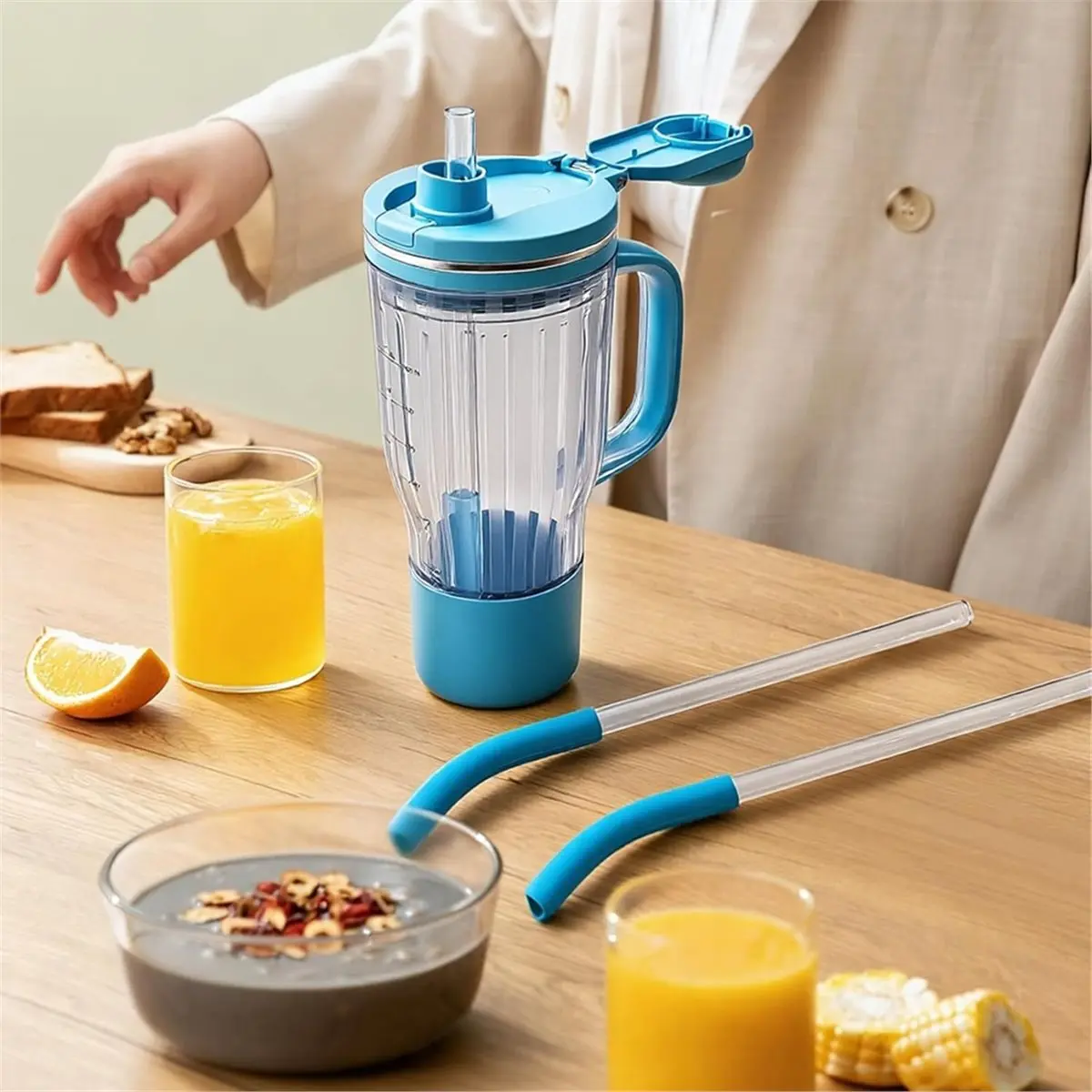 [BLACKFRIDAY]For BlendBOSS Personal Smoothie Tumbler Replacement Straws, 2 Pcs High Borosilicate Glass & Brush