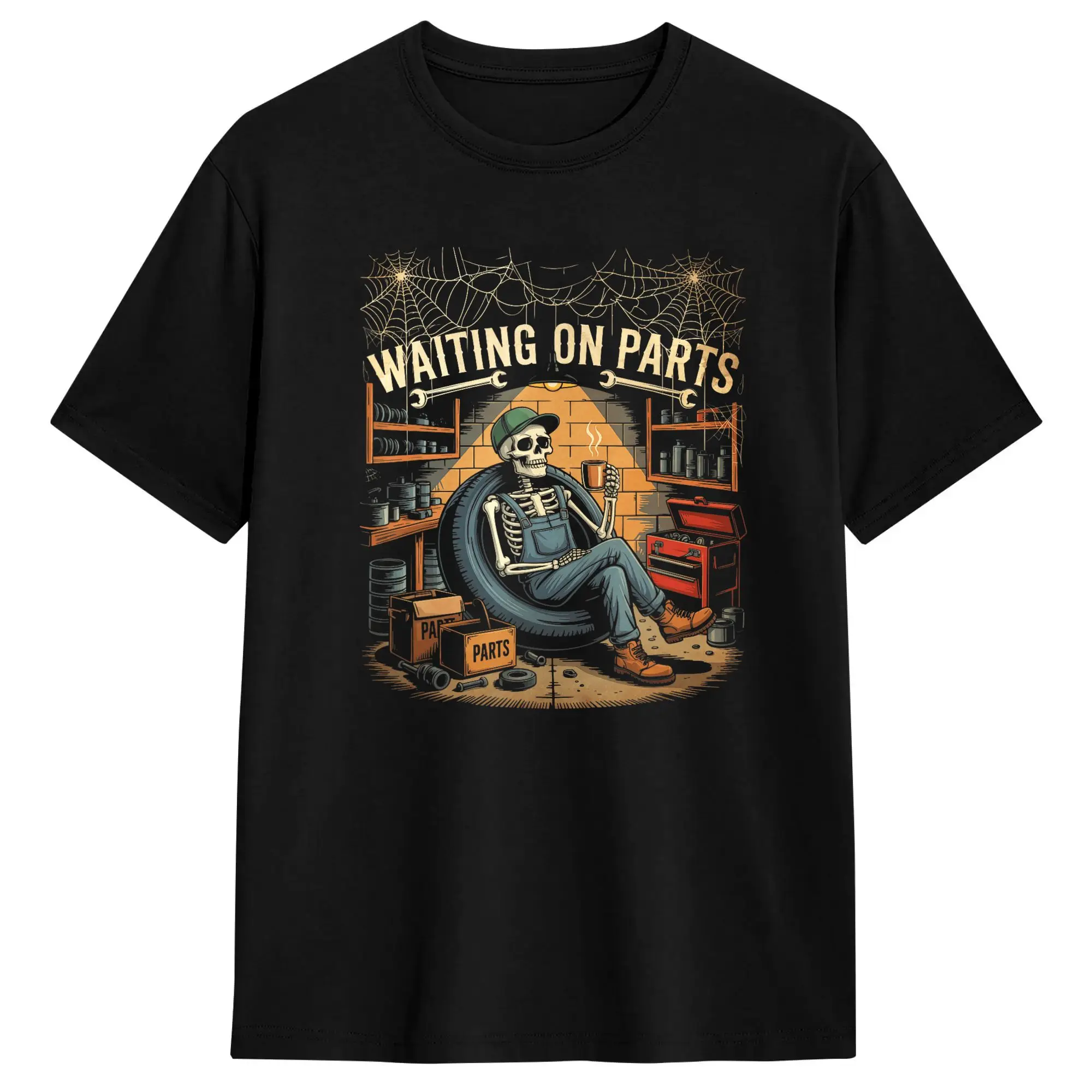 Waiting On Parts Auto Repair Life 100% Cotton T-Shirt For Man Summer  Streetwear T-Shirts O-Neck Trendy Cool Tees Plus Size