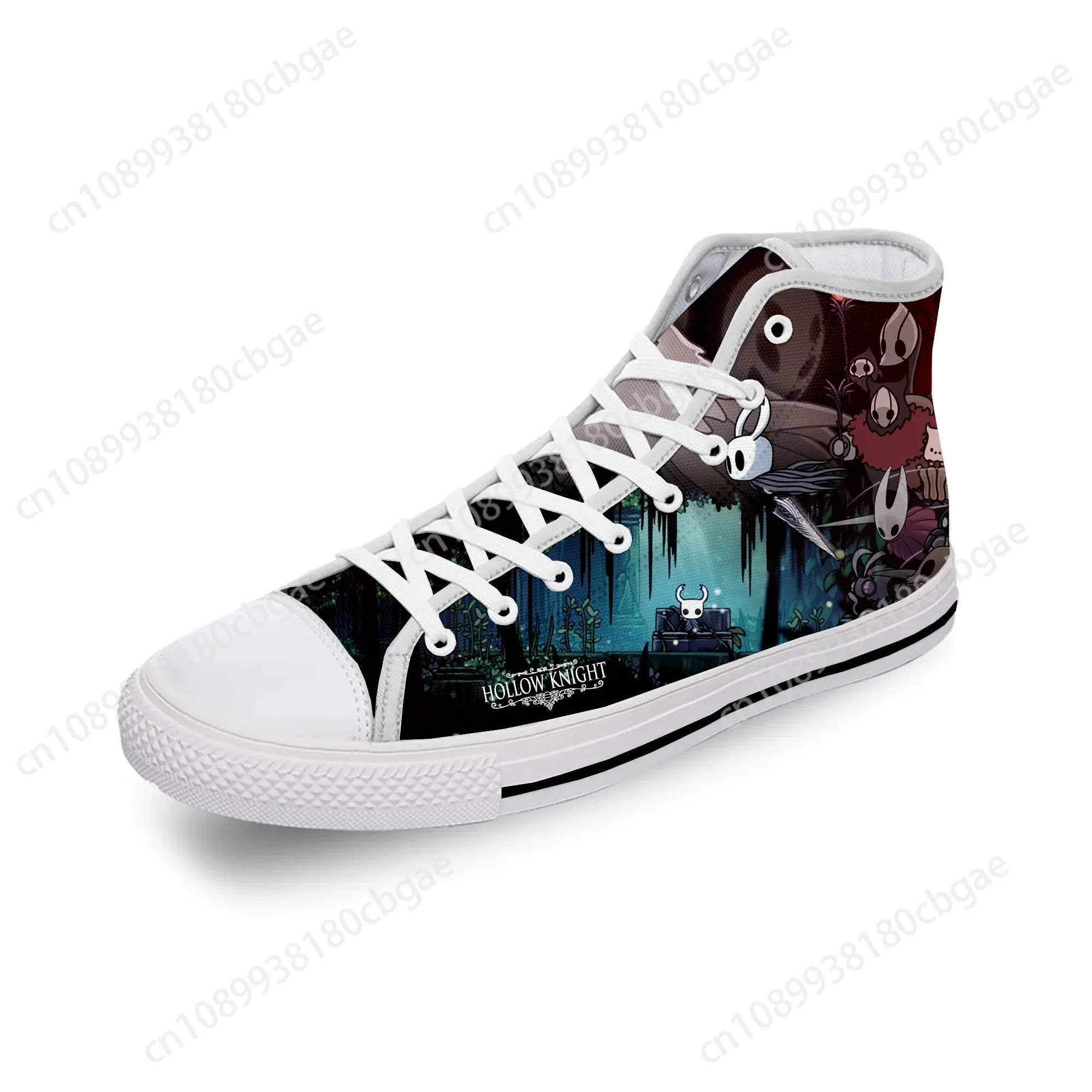 Cartoon Game Ghost Hollow Knight White Cloth Fashion 3D Print High Top Canvas Shoes Men Women Lightweight Breathable Sneakers