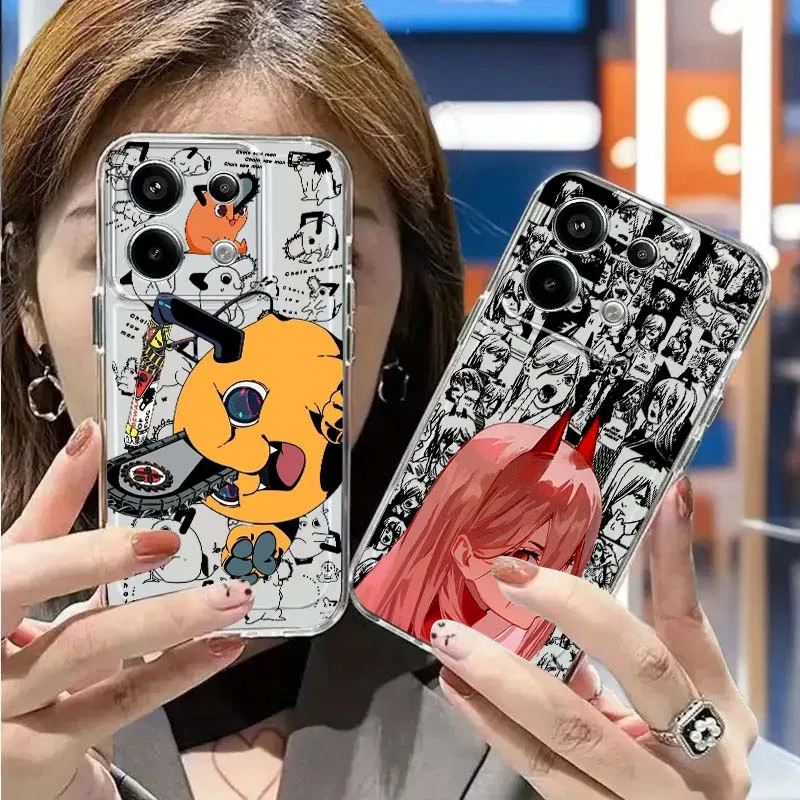 

Chainsaw Man Cool Comic Art For Xiaomi Redmi Note 14 13R 13 12 12S 11 12T 11S 11T 10 Pro Plus Transparent Phone Case