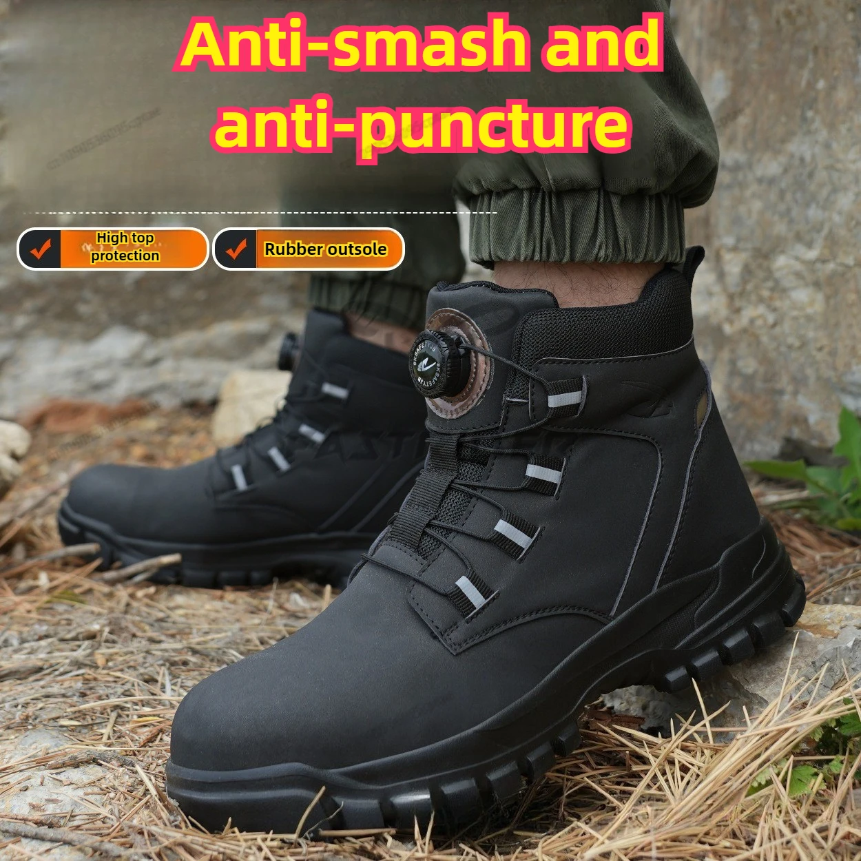 

Waterproof Safety Boots Men Indestructible Steel Toe Work Boots Anti-smash Stab-resistant Safety Shoes Biker Botas Para Hombre