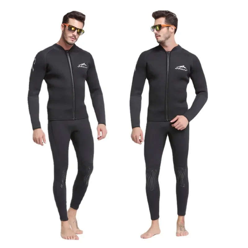 5MM Neoprene Wetsuit Jacket Mens Black Long Sleeve Drysuit Triathlon Wetsuits Tops for Surfing Warm Sunscreen Jumpsuit