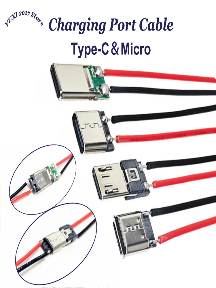 Connecteur de fil de soudure USB Micro USB mâle vers femelle de type C, droit, pour port de charge et prise de téléphone portable, 2/5/10 pièces