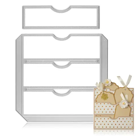 Stitched Slots Pocket Metal Cutting Dies For DIY Card Making Scrapbooking Photo Album Crafting Supplies Template Decoration