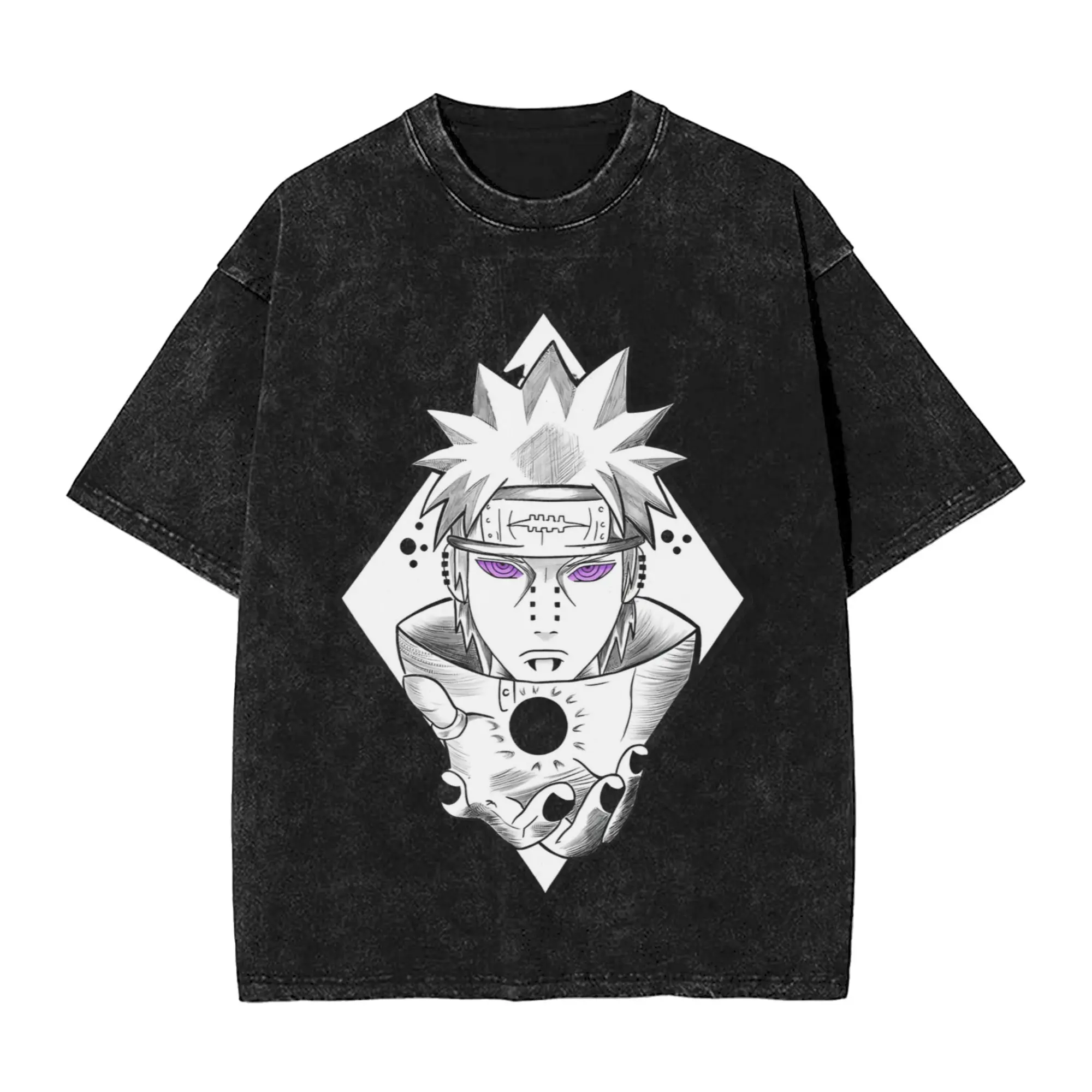 The real ghost Narutoes Anime T Shirt Hip Hop Washed 100% Cotton Oversize T-Shirt Men Women Tops Streetwear Summer Tops Tees