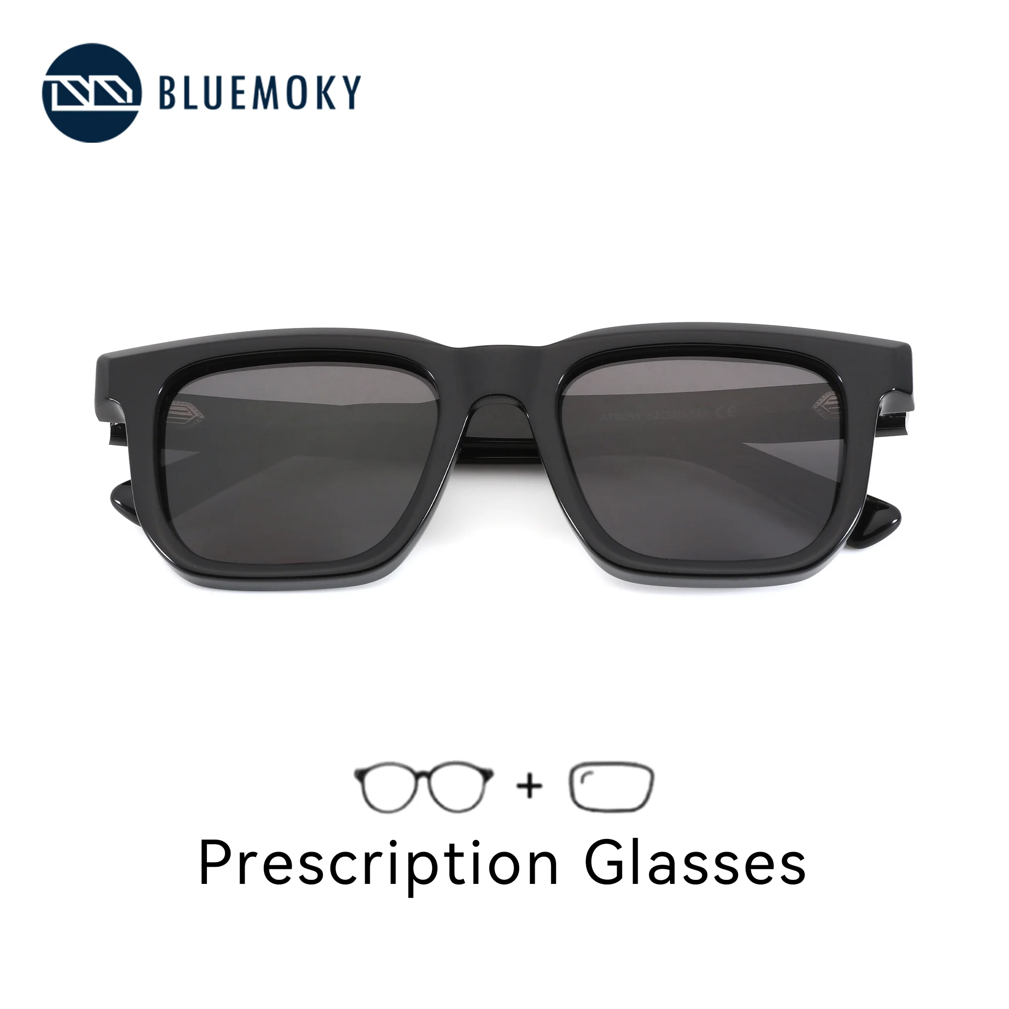 

BLUEMOKY L Size Fashion Acetate UV400 Prescription Sunglasses For Men Square Polarized Myopia Optical Sun Glasses