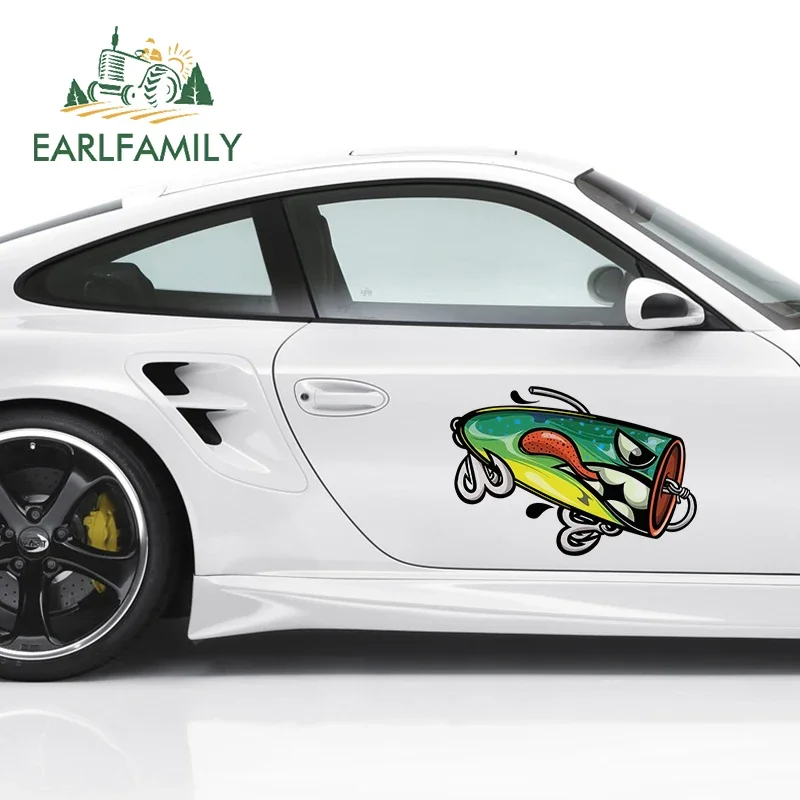 EARLFAMILY 43cm x 29.8cm for Fishing Lure Car Stickers Vinyl Decals Waterproof RV JDM Car Warp Custom Printing DIY Decoration