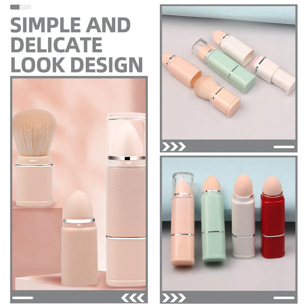 Brocha de maquillaje retráctil portátil 2 en 1, colorete facial, base, brocha para polvos sueltos para uso en viajes, maquillaje retráctil