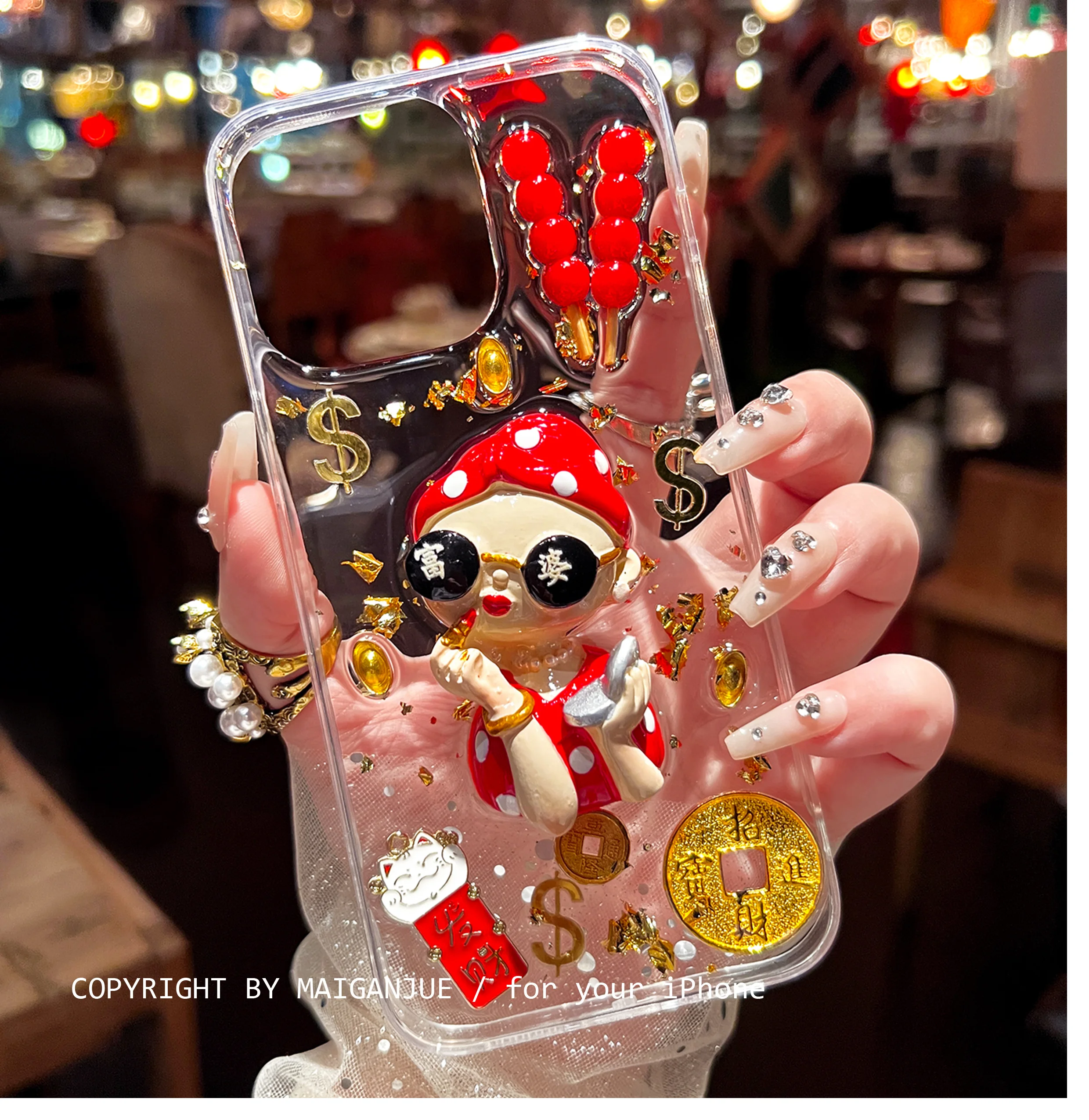 

Rich 3D Girl Cartoon Phone Case for iPhone 15 Pro Max 14 Plus 13 12 11 Xsmax X Transparent Soft Fall Protection Back Cover