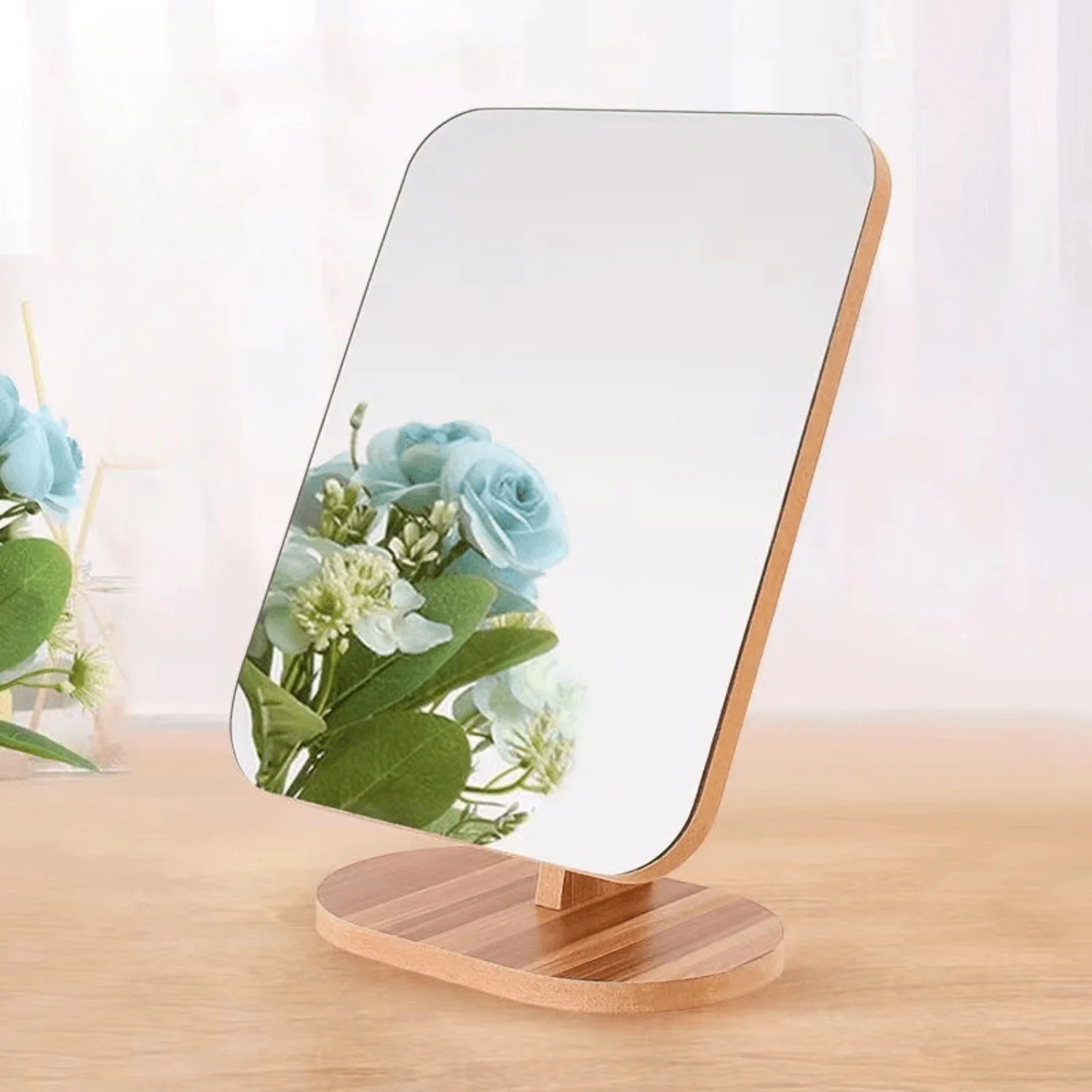 

1pc Multiple Installation Methods For Mirrors, Desk Top Dressing Table In Student Dormitory Office, Makeup Mirror In Bedroom, Sm