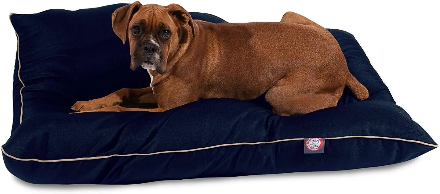 Large Dog Bed 46x35 Inch Orthopedic Washable Cushion with Non-Slip Base, Durable Mat for Big Breeds and Puppies - Navy Blue