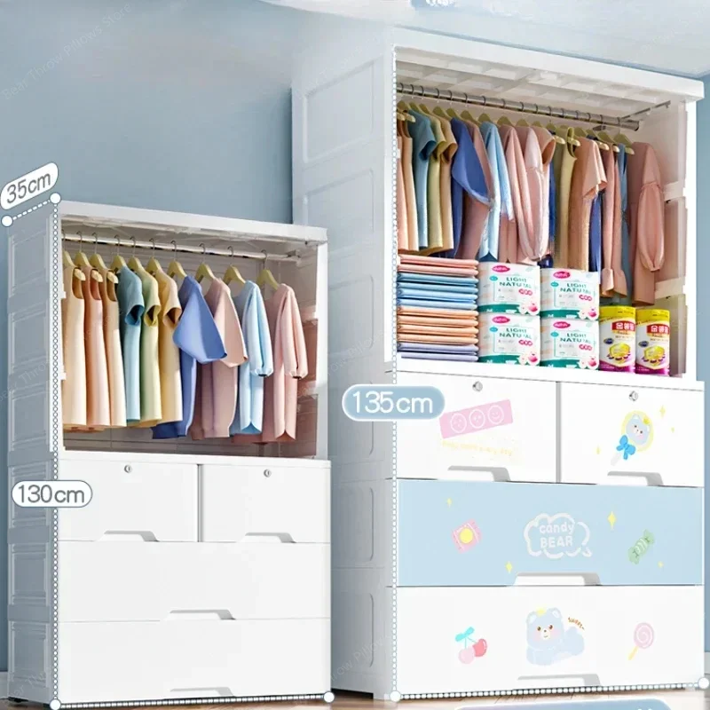 

Clothes Rack Children Wardrobes Storage Closet Plastic Bedroom Children Wardrobes Baby Szafa Na Ubrania Home Furniture MR50CW