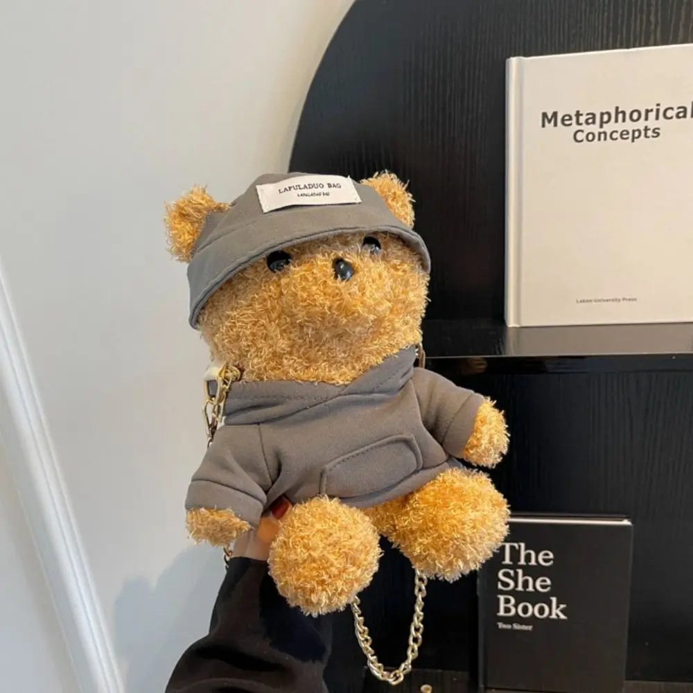 سلسلة حزام حقيبة كروسبودي الدب الصغير حقيبة كتف الدب الجدة الدب حقيبة كروسبودي سستة الكرتون الدب رقيق حقيبة يد الفتيات #5