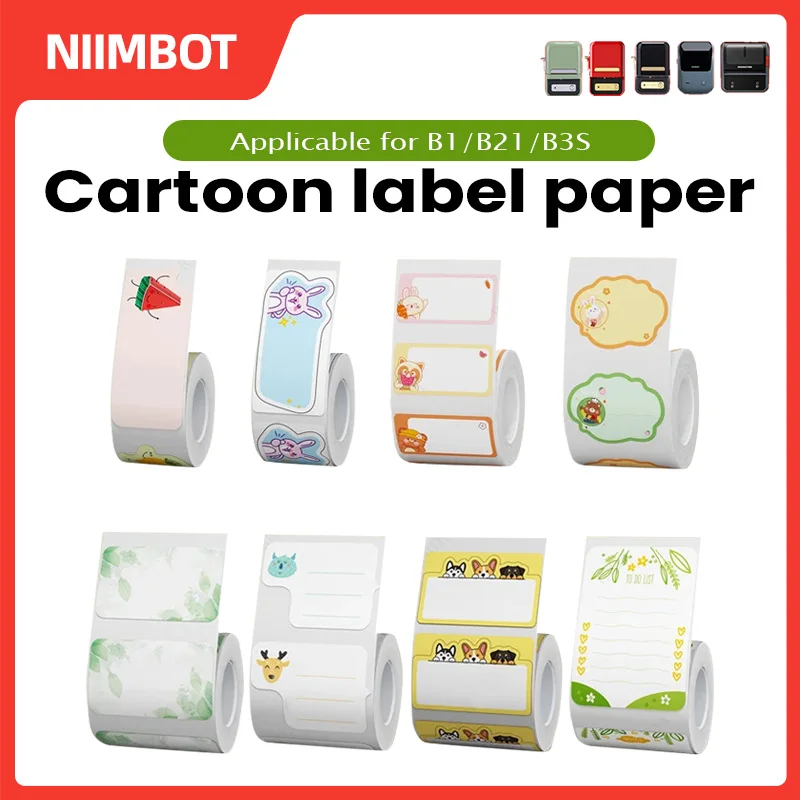 Niimbot B1/B21/B203/B3S cartoon pattern thermal label sticker intelligent portable label printer waterproof and fast printing